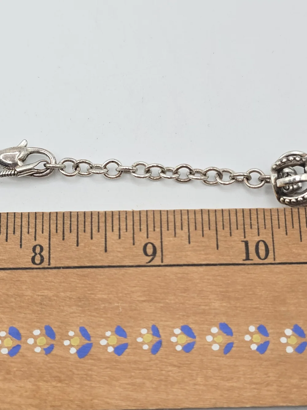 Brighton Silver Tone Snake Chain Necklace Heart Clasp w/B Charm 16-18
